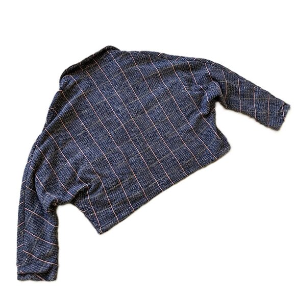 Kapital Tweed Knit Dolman Blazer Jacket Navy Blue & Peach Stripe Single Button - Picture 7 of 11